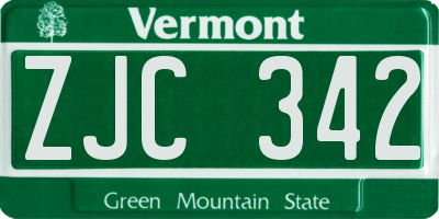 VT license plate ZJC342