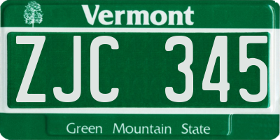 VT license plate ZJC345