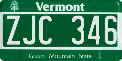 VT license plate ZJC346