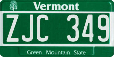 VT license plate ZJC349
