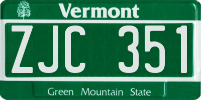 VT license plate ZJC351