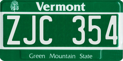 VT license plate ZJC354