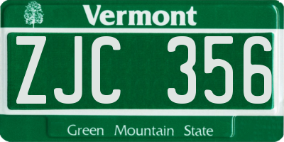 VT license plate ZJC356