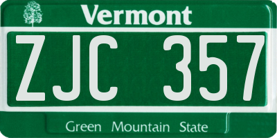 VT license plate ZJC357