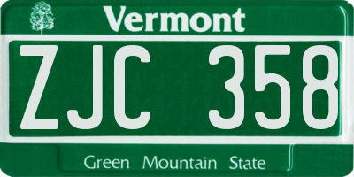 VT license plate ZJC358