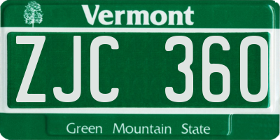 VT license plate ZJC360