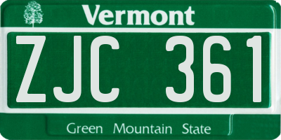 VT license plate ZJC361