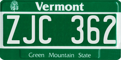 VT license plate ZJC362