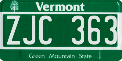 VT license plate ZJC363
