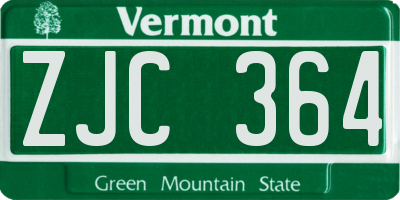 VT license plate ZJC364