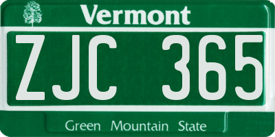 VT license plate ZJC365