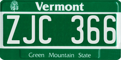 VT license plate ZJC366