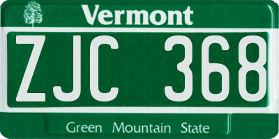 VT license plate ZJC368