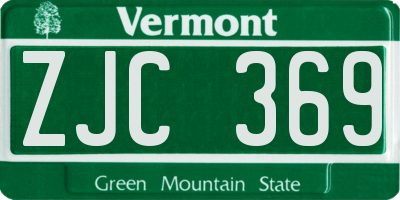 VT license plate ZJC369