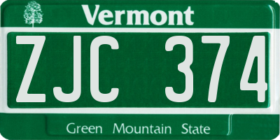 VT license plate ZJC374