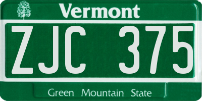 VT license plate ZJC375