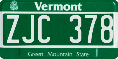 VT license plate ZJC378