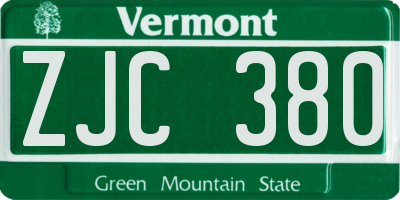 VT license plate ZJC380