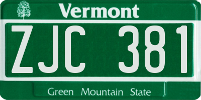 VT license plate ZJC381