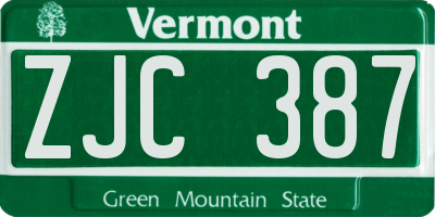 VT license plate ZJC387