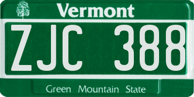VT license plate ZJC388