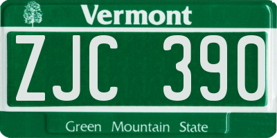 VT license plate ZJC390