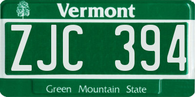 VT license plate ZJC394