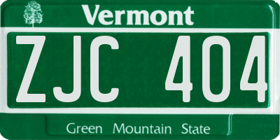 VT license plate ZJC404