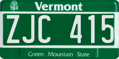 VT license plate ZJC415
