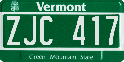 VT license plate ZJC417