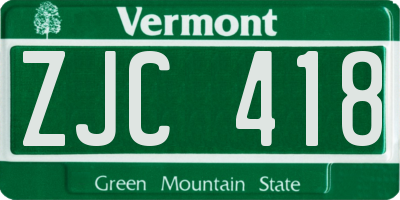 VT license plate ZJC418