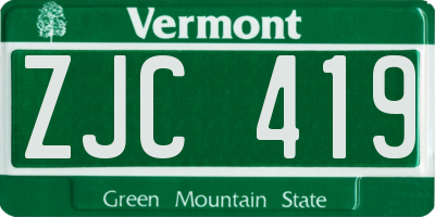 VT license plate ZJC419