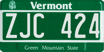 VT license plate ZJC424