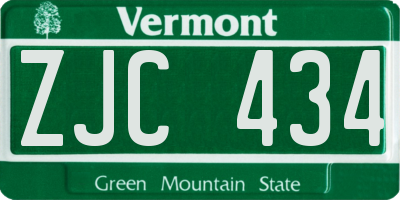 VT license plate ZJC434