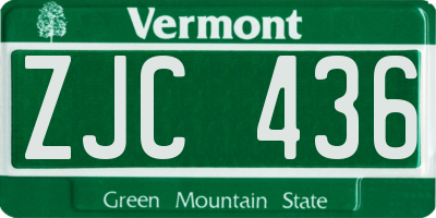 VT license plate ZJC436