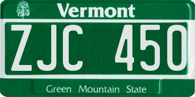 VT license plate ZJC450