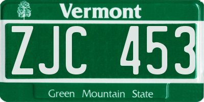VT license plate ZJC453