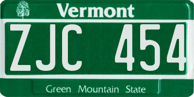 VT license plate ZJC454