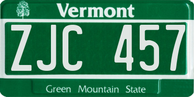 VT license plate ZJC457