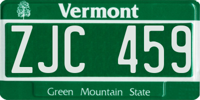 VT license plate ZJC459