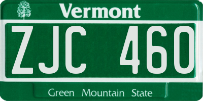 VT license plate ZJC460