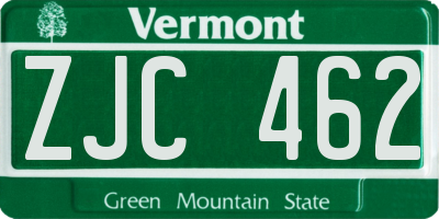 VT license plate ZJC462
