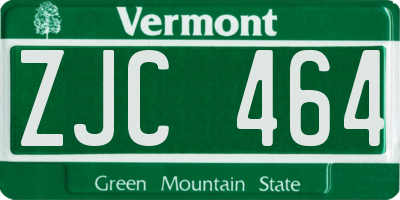 VT license plate ZJC464
