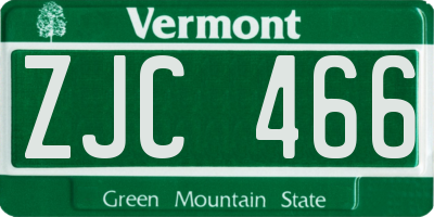 VT license plate ZJC466