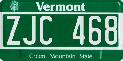 VT license plate ZJC468