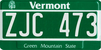 VT license plate ZJC473