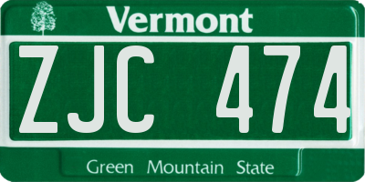 VT license plate ZJC474