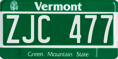 VT license plate ZJC477