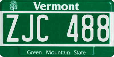 VT license plate ZJC488