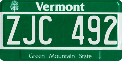 VT license plate ZJC492